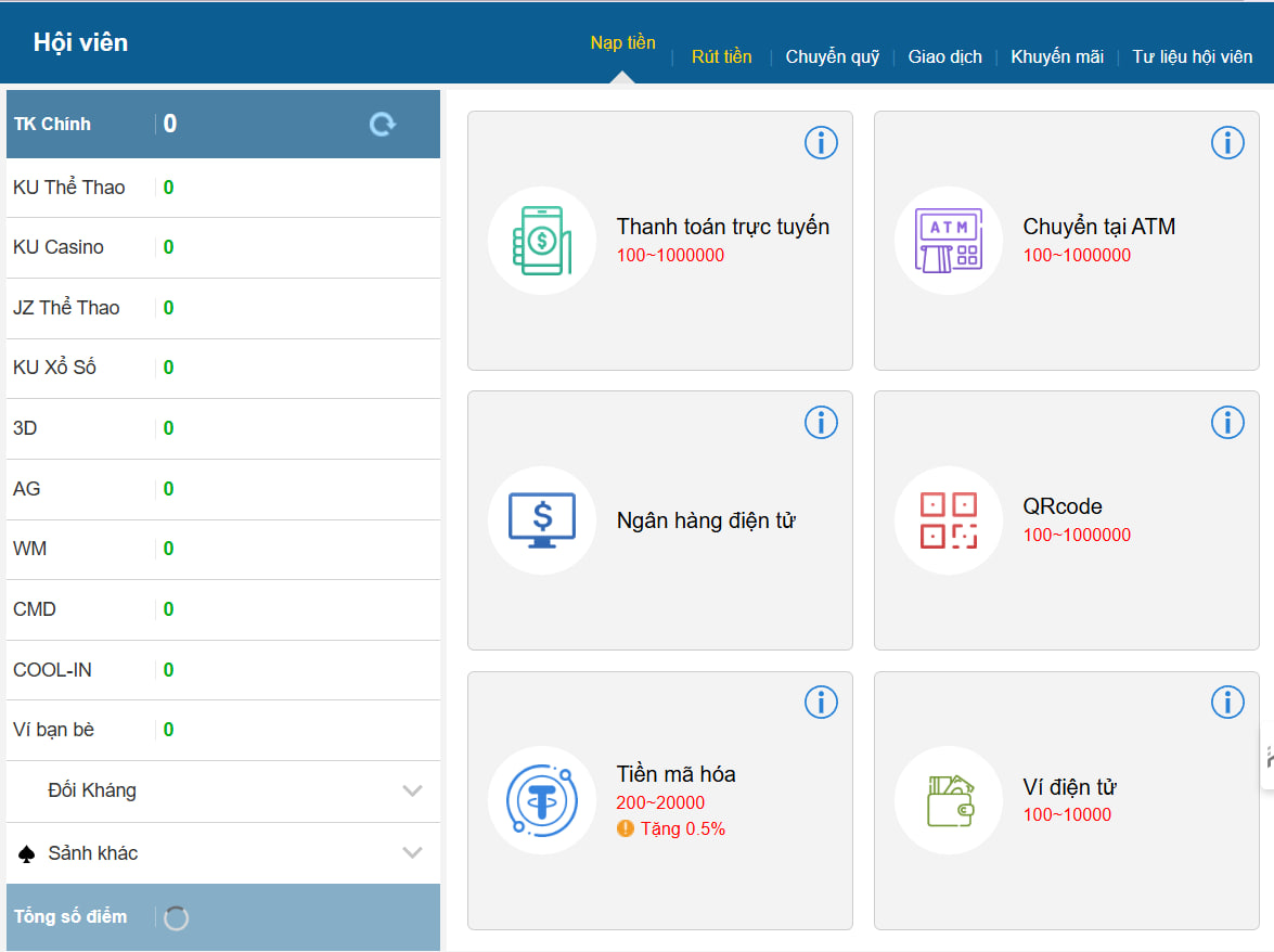 Kubet - Link Trang Chủ Casino Kubet Chính Thức 2025 26 Sau khi đăng nhập vào sảnh KU thì bạn cần nạp tiền để có điểm trước khi bắt đầu đặt cược